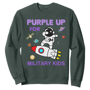 Purple Up For Military Kids Sweatshirt Military Child Month Astronaut Outer Space TS02 Dark Forest Green Print Your Wear