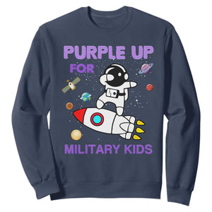 Purple Up For Military Kids Sweatshirt Military Child Month Astronaut Outer Space TS02 Navy Print Your Wear