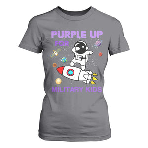 Purple Up For Military Kids T Shirt For Women Military Child Month Astronaut Outer Space TS02 Charcoal Print Your Wear