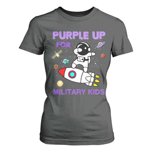 Purple Up For Military Kids T Shirt For Women Military Child Month Astronaut Outer Space TS02 Dark Heather Print Your Wear