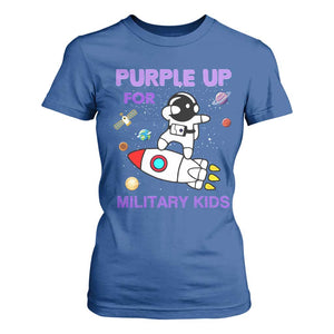 Purple Up For Military Kids T Shirt For Women Military Child Month Astronaut Outer Space TS02 Royal Blue Print Your Wear