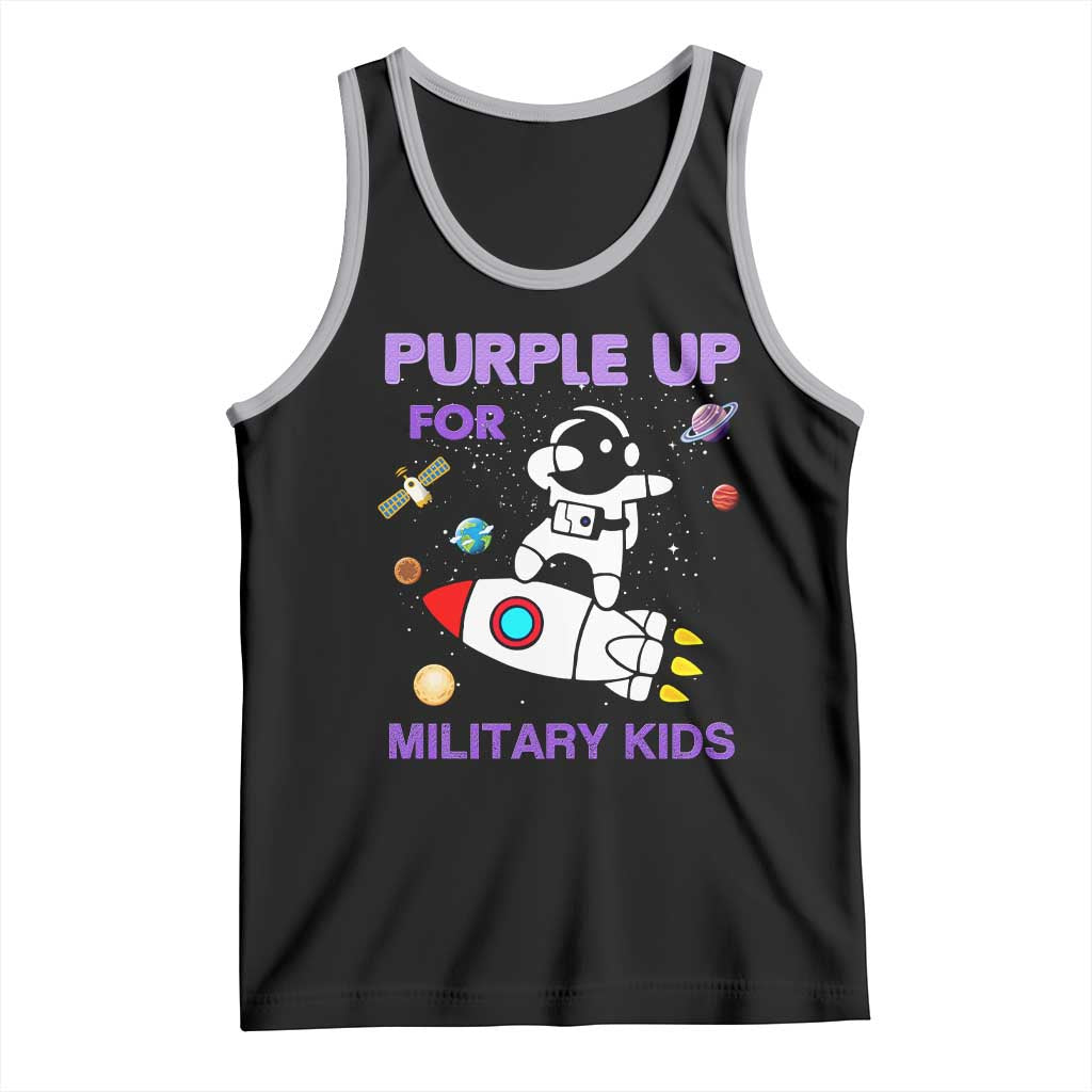 Purple Up For Military Kids Tank Top Military Child Month Astronaut Outer Space TS02 Black Athletic Heather Print Your Wear