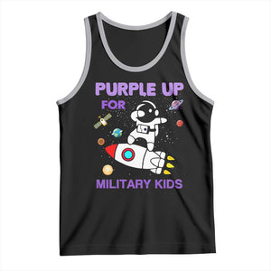 Purple Up For Military Kids Tank Top Military Child Month Astronaut Outer Space TS02 Black Athletic Heather Print Your Wear