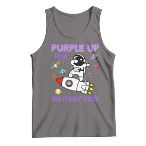 Purple Up For Military Kids Tank Top Military Child Month Astronaut Outer Space TS02 Deep Heather Print Your Wear