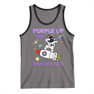 Purple Up For Military Kids Tank Top Military Child Month Astronaut Outer Space TS02 Deep Heather Black Print Your Wear