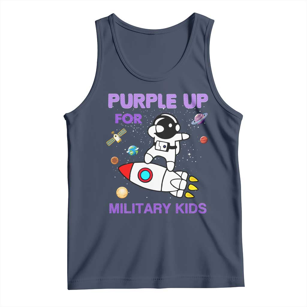 Purple Up For Military Kids Tank Top Military Child Month Astronaut Outer Space TS02 Navy Print Your Wear