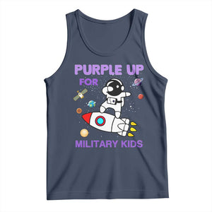 Purple Up For Military Kids Tank Top Military Child Month Astronaut Outer Space TS02 Navy Print Your Wear