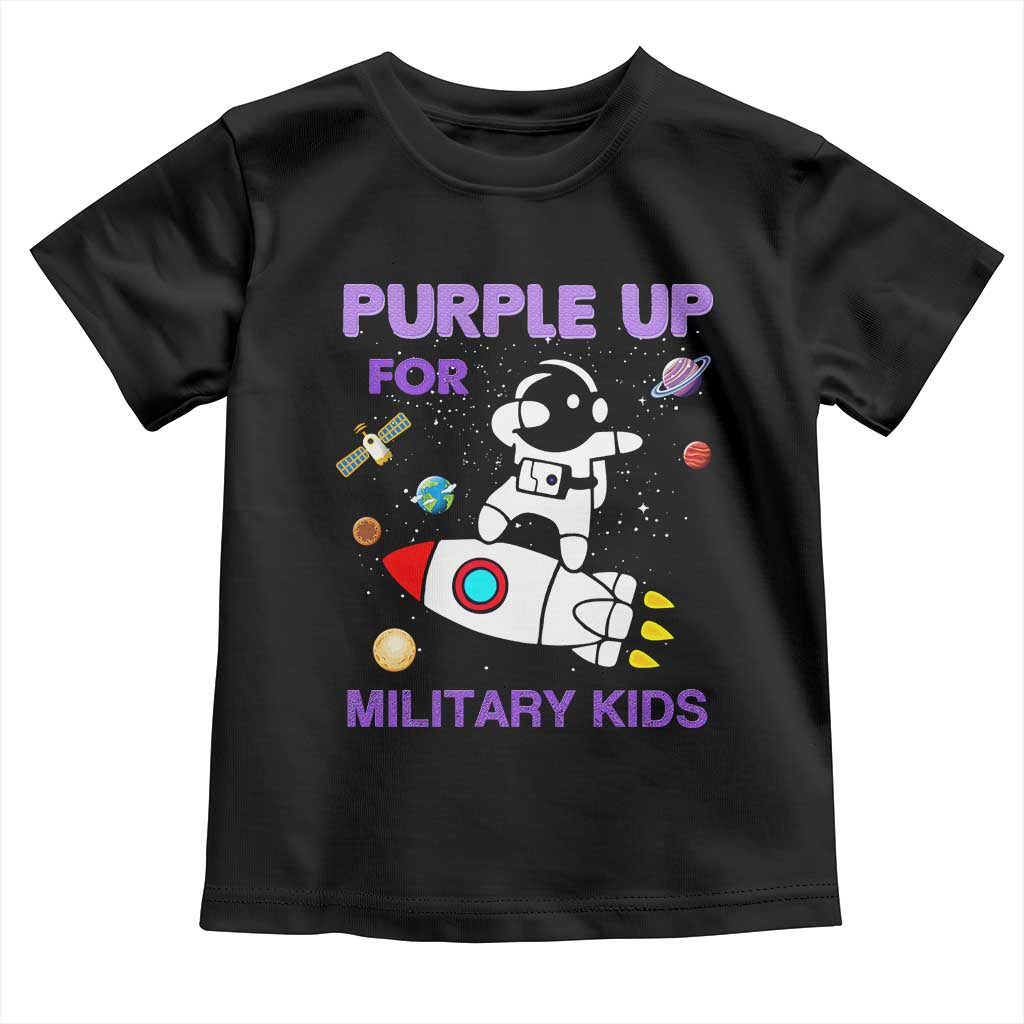 Purple Up For Military Kids Toddler T Shirt Military Child Month Astronaut Outer Space TS02 Black Print Your Wear