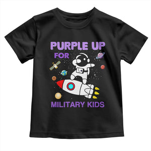 Purple Up For Military Kids Toddler T Shirt Military Child Month Astronaut Outer Space TS02 Black Print Your Wear