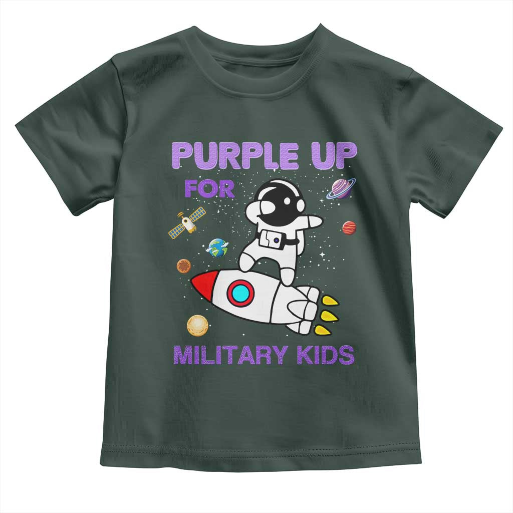 Purple Up For Military Kids Toddler T Shirt Military Child Month Astronaut Outer Space TS02 Dark Forest Green Print Your Wear