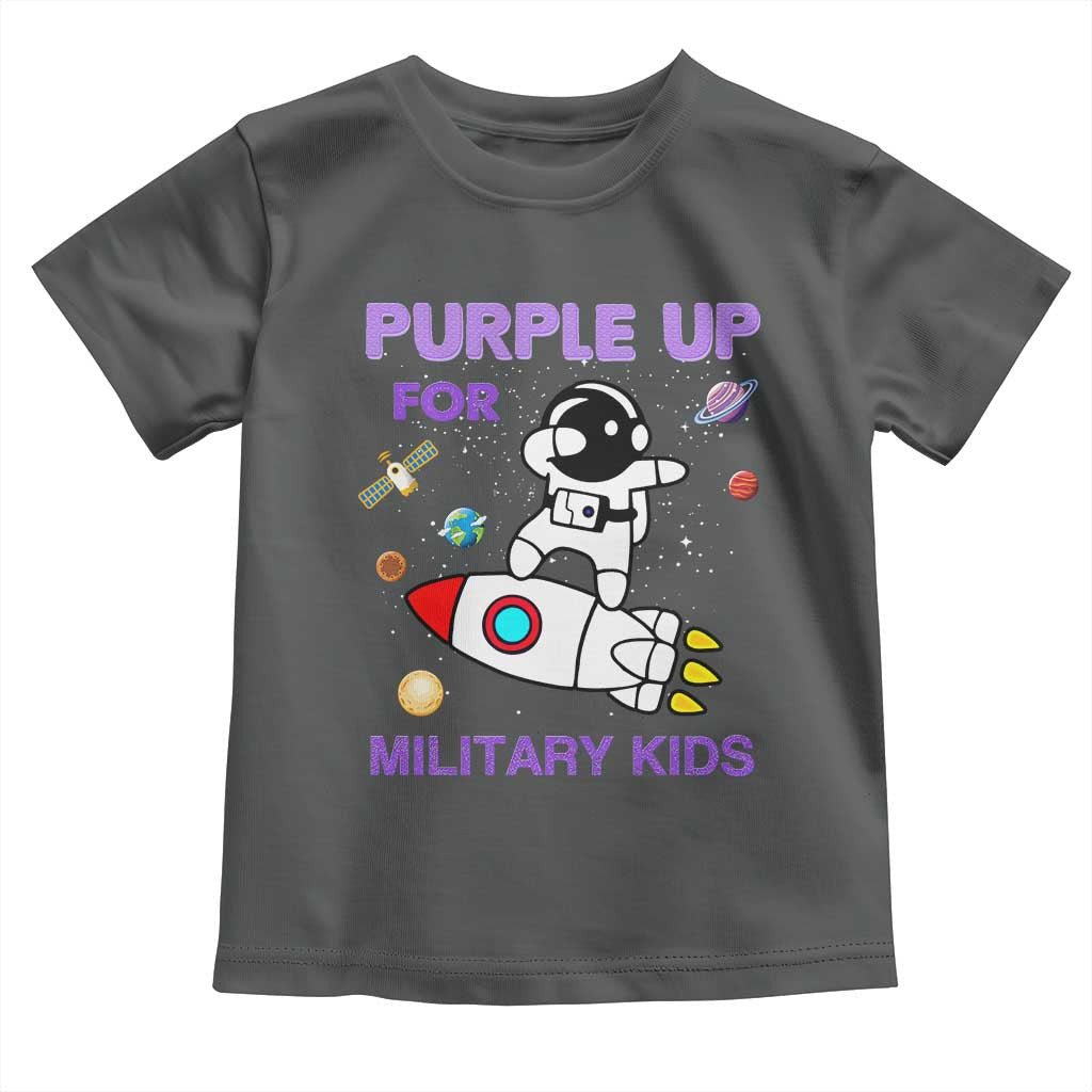 Purple Up For Military Kids Toddler T Shirt Military Child Month Astronaut Outer Space TS02 Dark Heather Print Your Wear