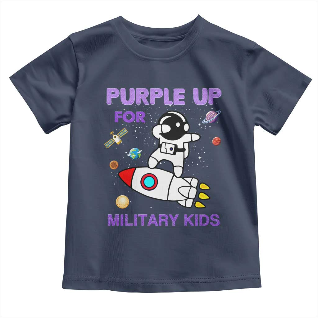 Purple Up For Military Kids Toddler T Shirt Military Child Month Astronaut Outer Space TS02 Navy Print Your Wear