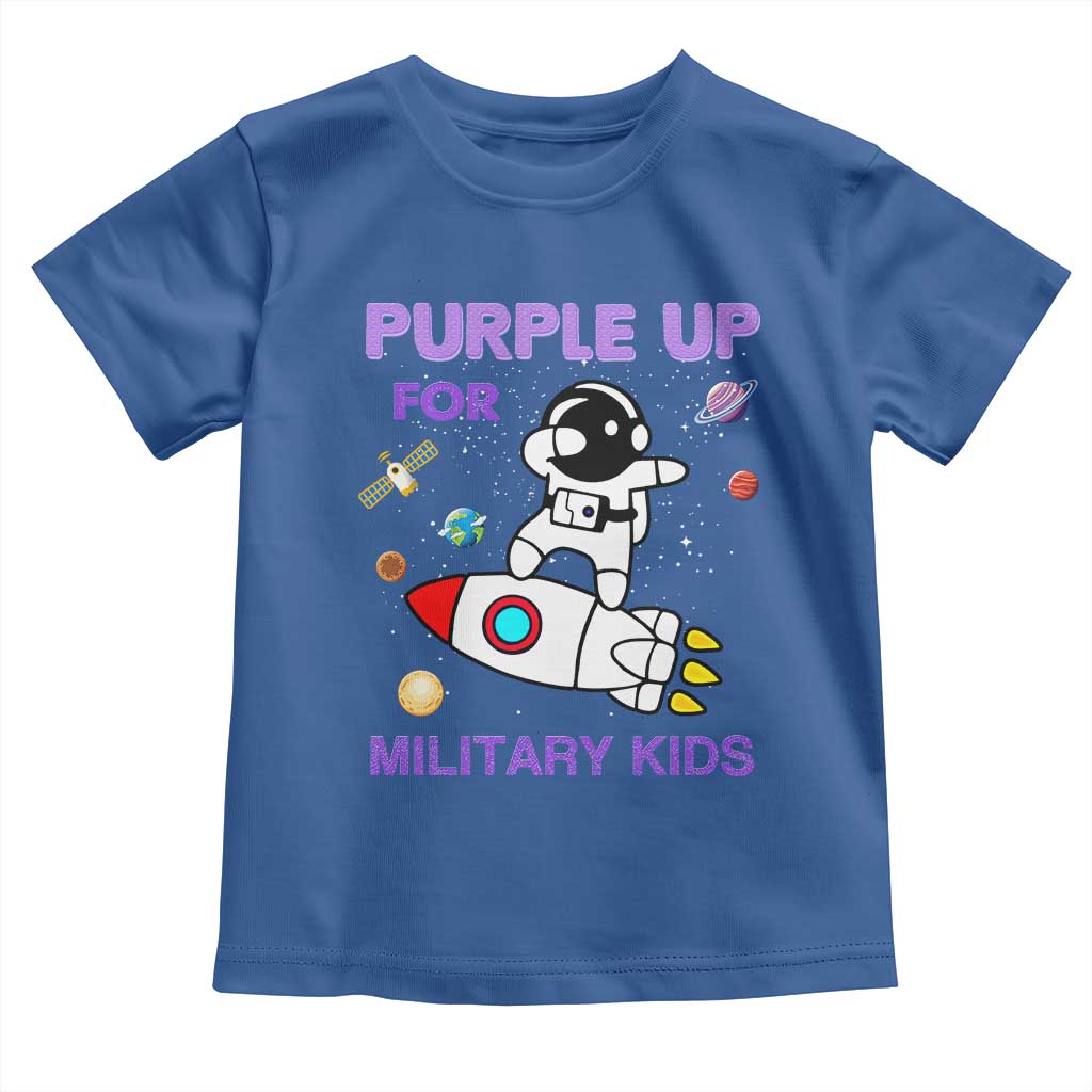 Purple Up For Military Kids Toddler T Shirt Military Child Month Astronaut Outer Space TS02 Royal Blue Print Your Wear