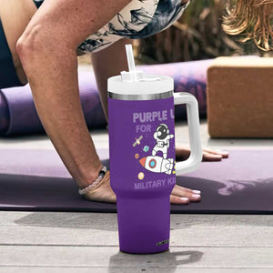 Purple Up For Military Kids Tumbler With Handle Military Child Month Astronaut Outer Space TS02 Print Your Wear