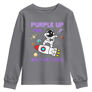 Purple Up For Military Kids Youth Sweatshirt Military Child Month Astronaut Outer Space TS02 Charcoal Print Your Wear