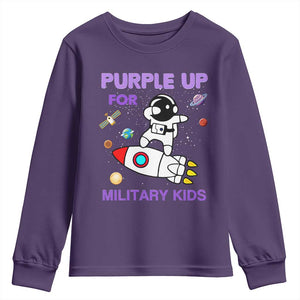 Purple Up For Military Kids Youth Sweatshirt Military Child Month Astronaut Outer Space TS02 Purple Print Your Wear