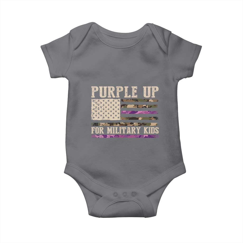 Purple Up For Military Kids Baby Onesie Military Child Month USA Flag Camouflage TS02 Charcoal Print Your Wear