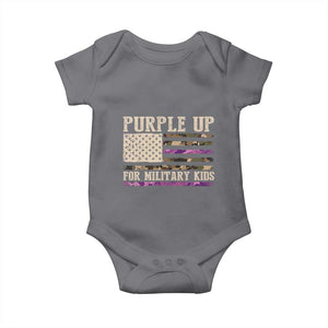 Purple Up For Military Kids Baby Onesie Military Child Month USA Flag Camouflage TS02 Charcoal Print Your Wear