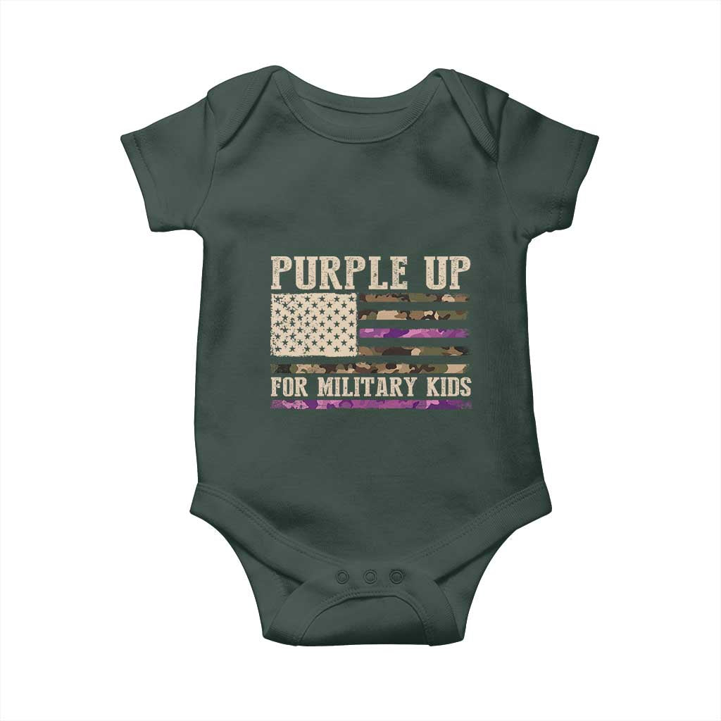 Purple Up For Military Kids Baby Onesie Military Child Month USA Flag Camouflage TS02 Print Your Wear