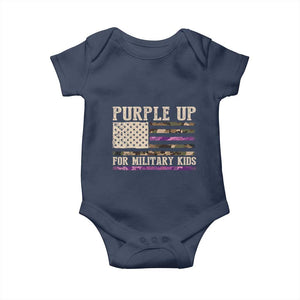 Purple Up For Military Kids Baby Onesie Military Child Month USA Flag Camouflage TS02 Navy Print Your Wear