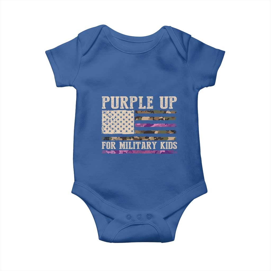 Purple Up For Military Kids Baby Onesie Military Child Month USA Flag Camouflage TS02 Royal Blue Print Your Wear
