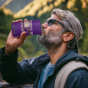 Purple Up For Military Kids 4 in 1 Can Cooler Tumbler Military Child Month USA Flag Camouflage TS02 Print Your Wear