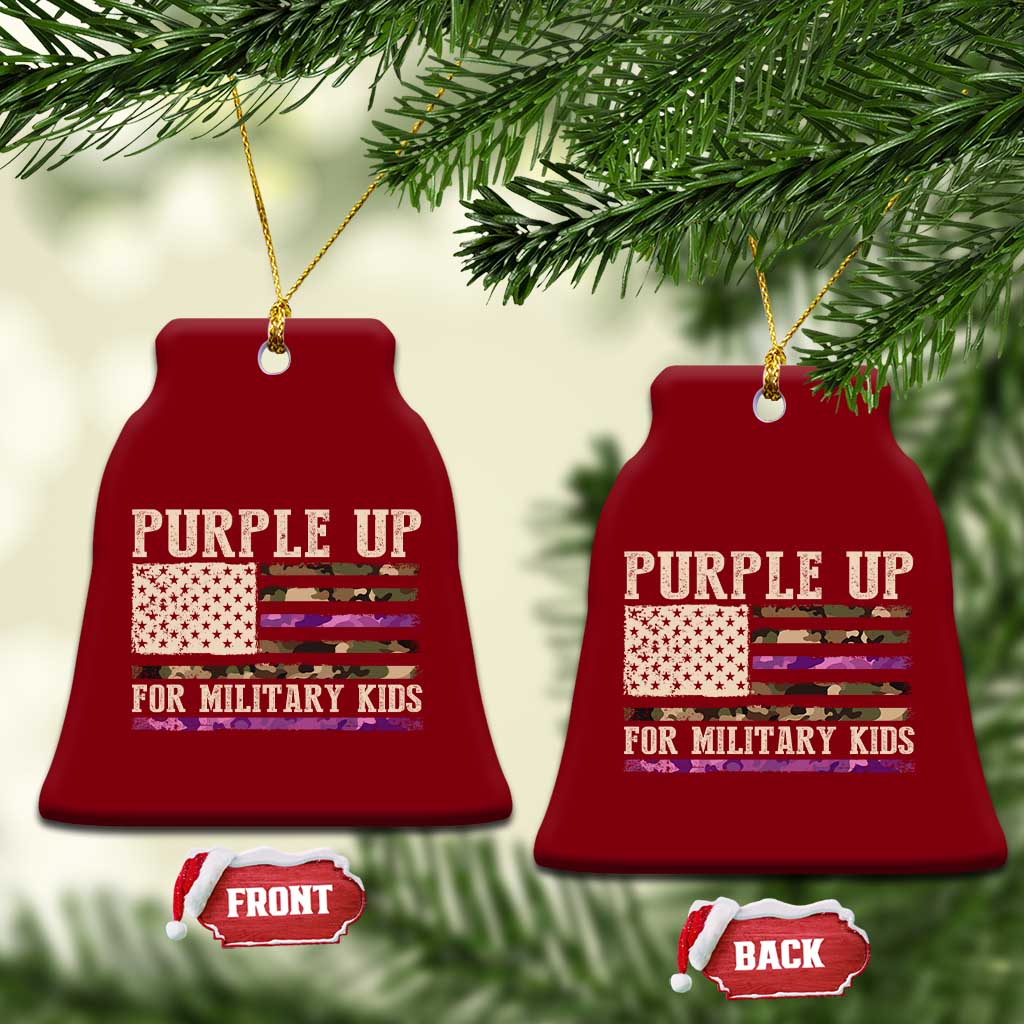 Purple Up For Military Kids Ceramic Ornament Military Child Month USA Flag Camouflage TS02 Print Your Wear