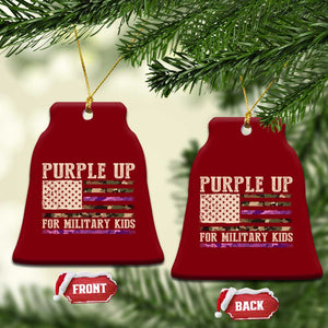 Purple Up For Military Kids Ceramic Ornament Military Child Month USA Flag Camouflage TS02 Print Your Wear
