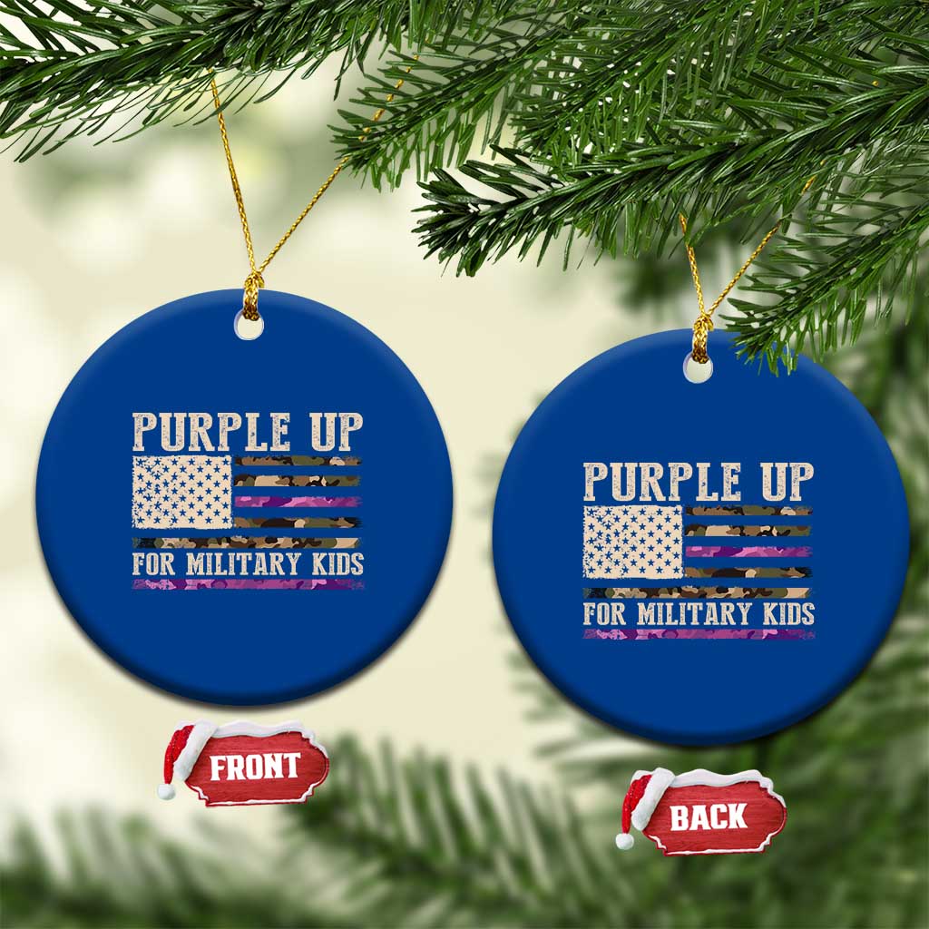 Purple Up For Military Kids Ceramic Ornament Military Child Month USA Flag Camouflage TS02 1pc Blue Print Your Wear