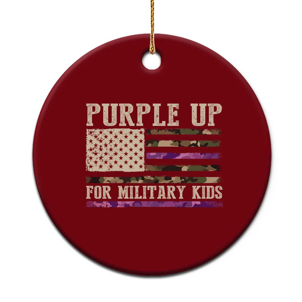 Purple Up For Military Kids Ceramic Ornament Military Child Month USA Flag Camouflage TS02 1pc Red Print Your Wear