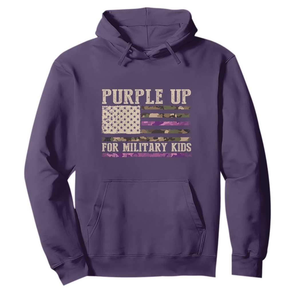 Purple Up For Military Kids Hoodie Military Child Month USA Flag Camouflage TS02 Purple Print Your Wear