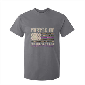 Purple Up For Military Kids T Shirt For Kid Military Child Month USA Flag Camouflage TS02 Charcoal Print Your Wear