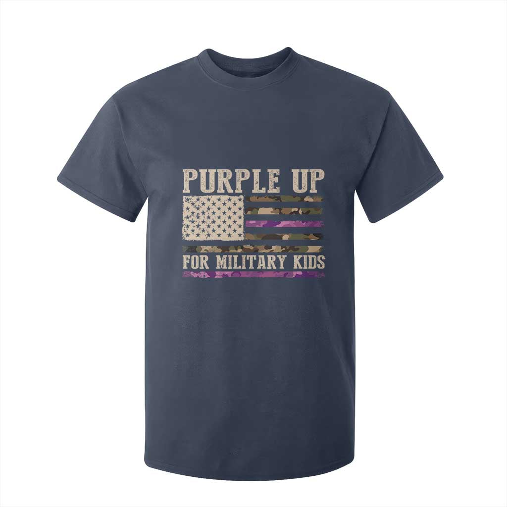 Purple Up For Military Kids T Shirt For Kid Military Child Month USA Flag Camouflage TS02 Navy Print Your Wear