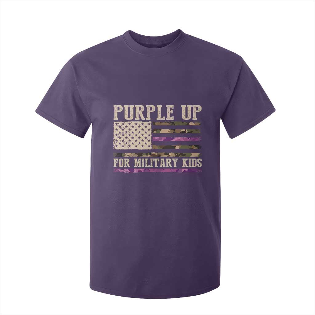 Purple Up For Military Kids T Shirt For Kid Military Child Month USA Flag Camouflage TS02 Purple Print Your Wear