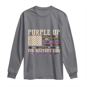 Purple Up For Military Kids Long Sleeve Shirt Military Child Month USA Flag Camouflage TS02 Charcoal Print Your Wear