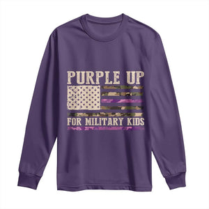Purple Up For Military Kids Long Sleeve Shirt Military Child Month USA Flag Camouflage TS02 Purple Print Your Wear