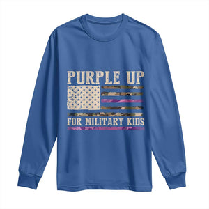 Purple Up For Military Kids Long Sleeve Shirt Military Child Month USA Flag Camouflage TS02 Royal Blue Print Your Wear
