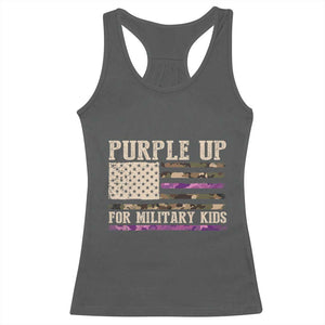 Purple Up For Military Kids Racerback Tank Top Military Child Month USA Flag Camouflage TS02 Dark Heather Print Your Wear