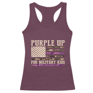 Purple Up For Military Kids Racerback Tank Top Military Child Month USA Flag Camouflage TS02 Maroon Print Your Wear