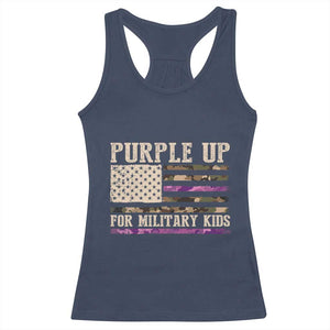 Purple Up For Military Kids Racerback Tank Top Military Child Month USA Flag Camouflage TS02 Navy Print Your Wear