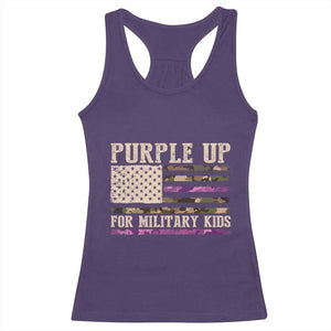 Purple Up For Military Kids Racerback Tank Top Military Child Month USA Flag Camouflage TS02 Purple Print Your Wear