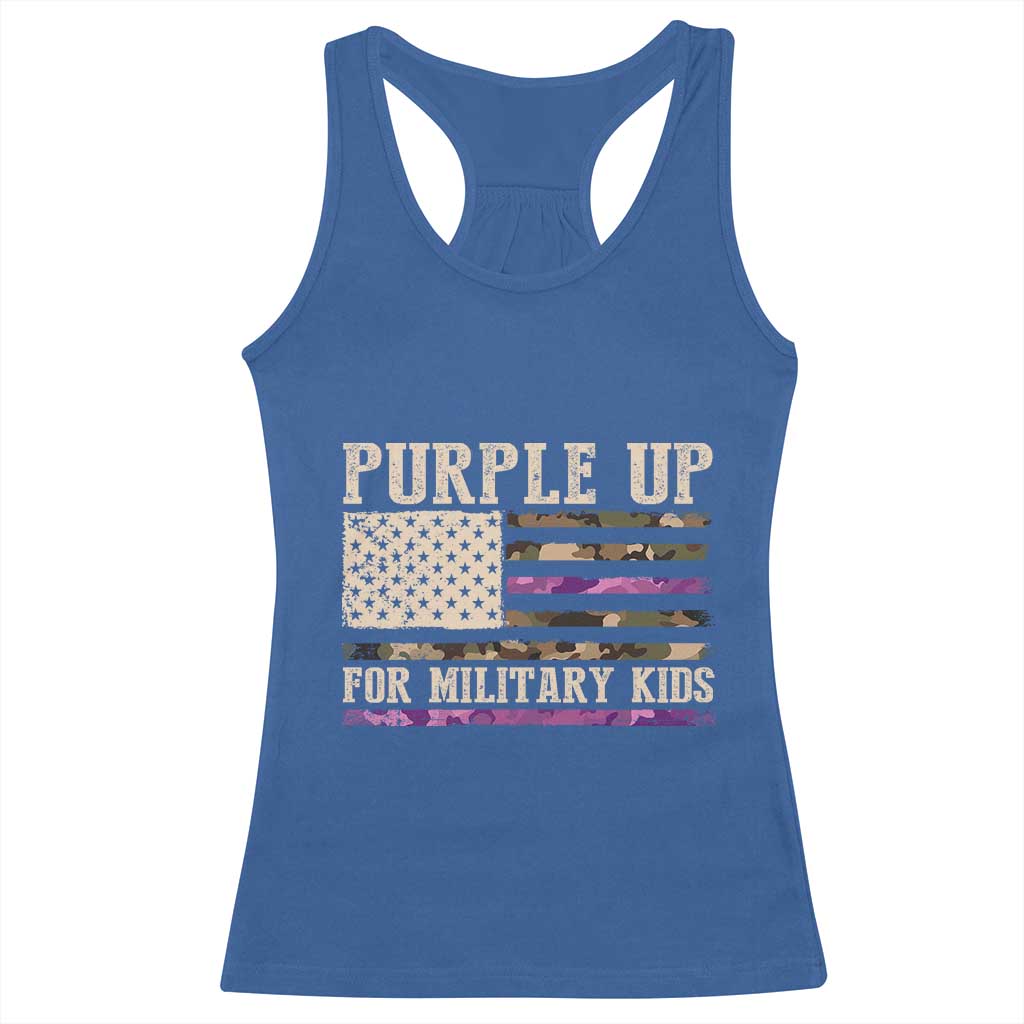 Purple Up For Military Kids Racerback Tank Top Military Child Month USA Flag Camouflage TS02 Royal Blue Print Your Wear
