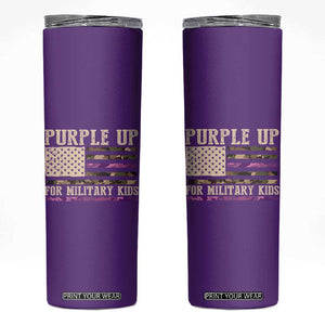 Purple Up For Military Kids Skinny Tumbler Military Child Month USA Flag Camouflage TS02 Purple Print Your Wear