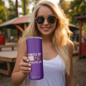 Purple Up For Military Kids Skinny Tumbler Military Child Month USA Flag Camouflage TS02 Print Your Wear