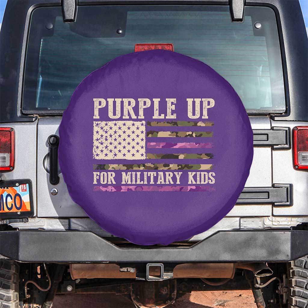 Purple Up For Military Kids Spare Tire Cover Military Child Month USA Flag Camouflage TS02 No hole Purple Print Your Wear