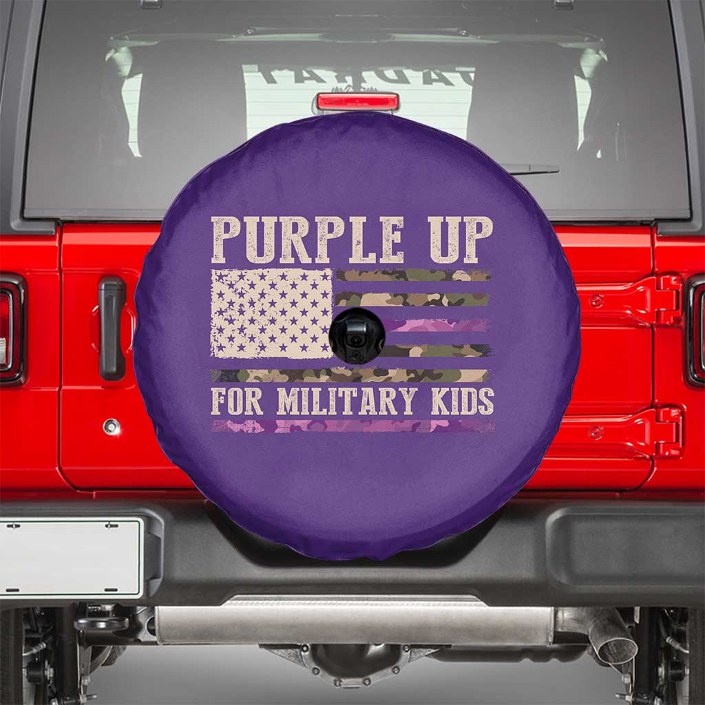 Purple Up For Military Kids Spare Tire Cover Military Child Month USA Flag Camouflage TS02 Purple Print Your Wear