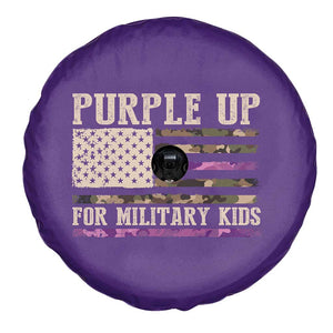 Purple Up For Military Kids Spare Tire Cover Military Child Month USA Flag Camouflage TS02 Print Your Wear