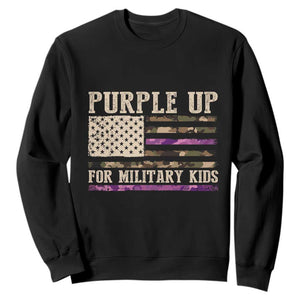 Purple Up For Military Kids Sweatshirt Military Child Month USA Flag Camouflage TS02 Black Print Your Wear