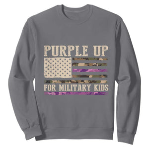Purple Up For Military Kids Sweatshirt Military Child Month USA Flag Camouflage TS02 Charcoal Print Your Wear