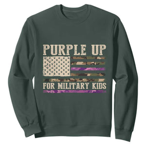 Purple Up For Military Kids Sweatshirt Military Child Month USA Flag Camouflage TS02 Dark Forest Green Print Your Wear